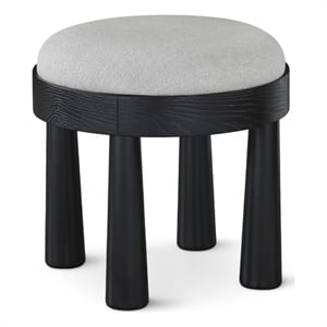 Meridian Furniture Larea Grey Linen Textured Fabric Upholstered Ottoman
