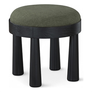 Meridian Furniture Larea Olive Linen Textured Fabric Upholstered Ottoman