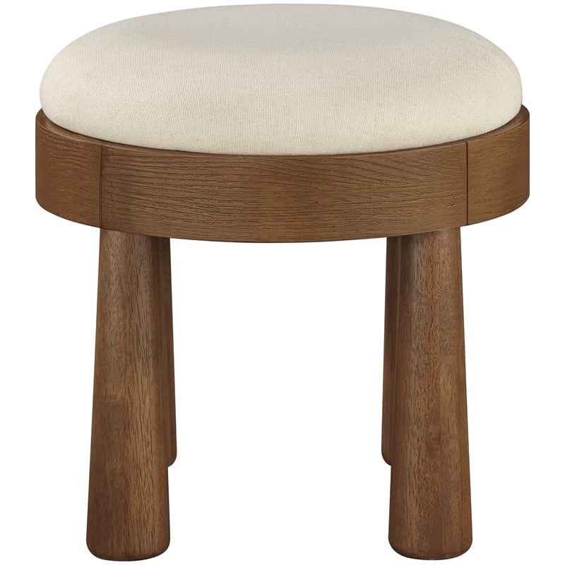 Meridian Furniture Larea Cream Linen Textured Fabric Upholstered Ottoman
