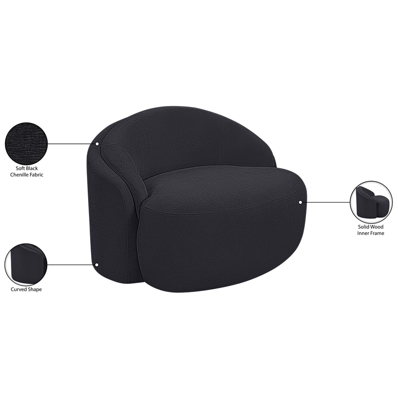 Meridian Furniture Caspian Black Chenille Fabric Upholstered Chair