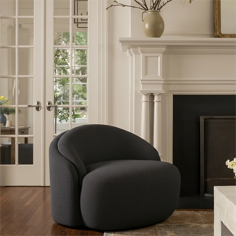Meridian Furniture Caspian Black Chenille Fabric Upholstered Chair