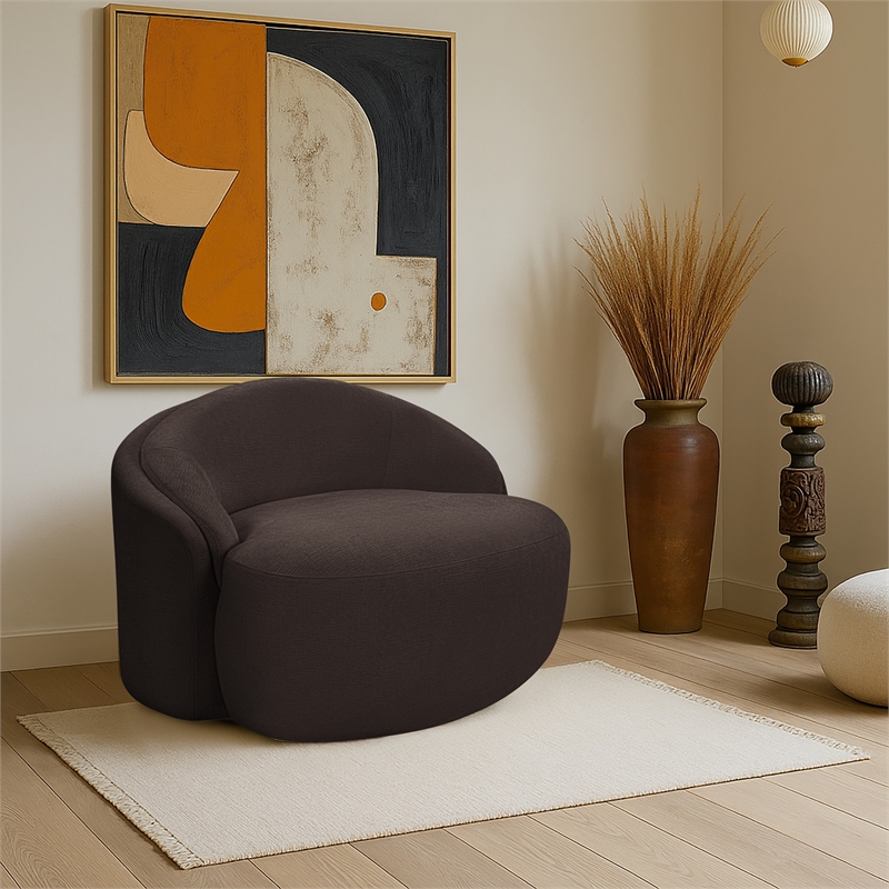 Meridian Furniture Caspian Brown Chenille Fabric Upholstered Chair