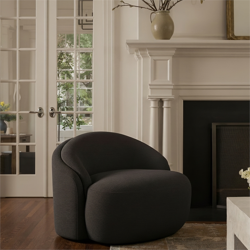 Meridian Furniture Caspian Brown Chenille Fabric Upholstered Chair