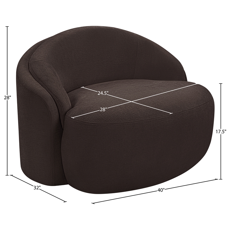 Meridian Furniture Caspian Brown Chenille Fabric Upholstered Chair