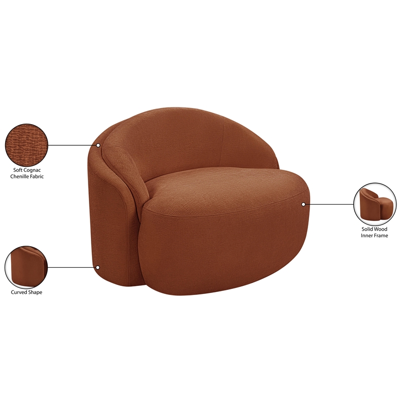 Meridian Furniture Caspian Cognac Chenille Fabric Upholstered Chair