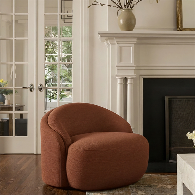 Meridian Furniture Caspian Cognac Chenille Fabric Upholstered Chair