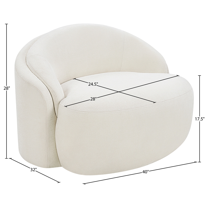 Meridian Furniture Caspian Cream Chenille Fabric Upholstered Chair