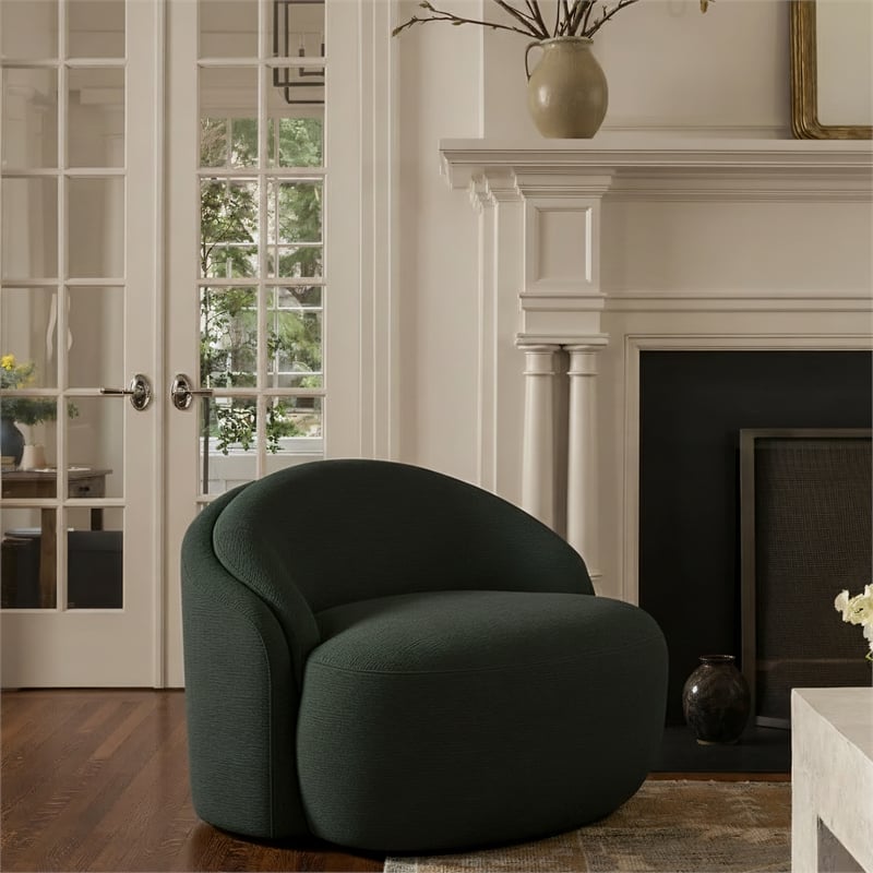 Meridian Furniture Caspian Green Chenille Fabric Upholstered Chair