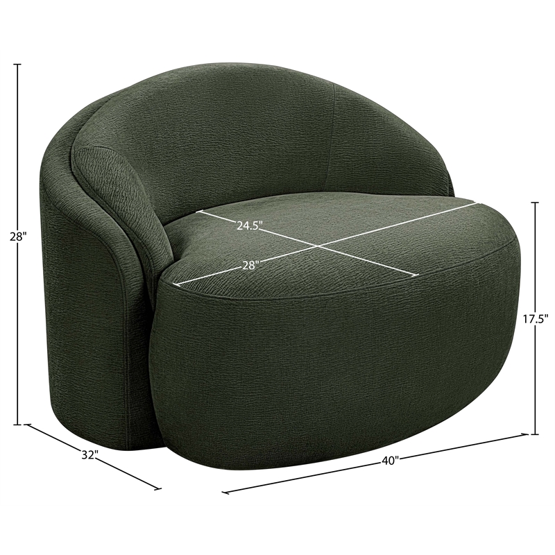 Meridian Furniture Caspian Green Chenille Fabric Upholstered Chair