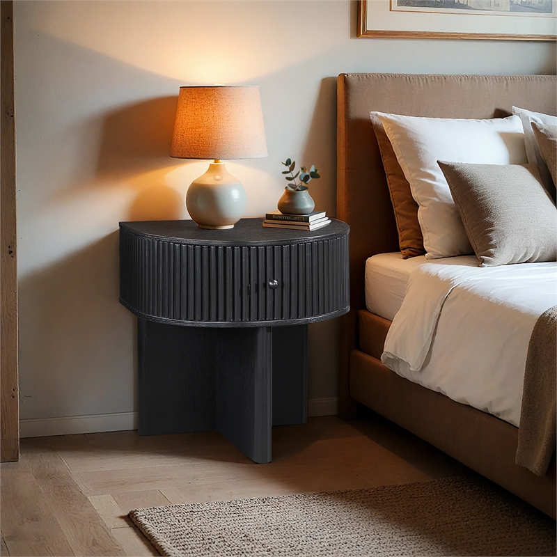 Meridian Furniture Cortland Black Acacia Veneer And Solid Wood Night Stand