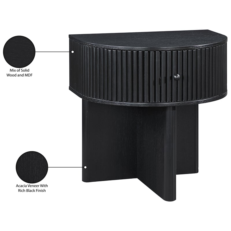 Meridian Furniture Cortland Black Acacia Veneer And Solid Wood Night Stand