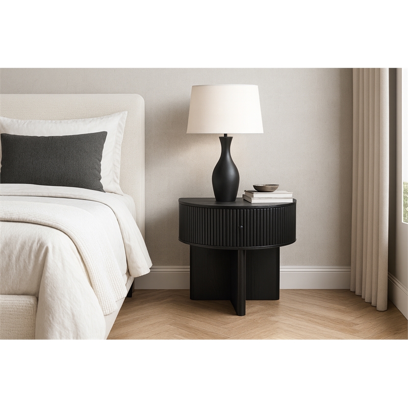 Meridian Furniture Cortland Black Acacia Veneer And Solid Wood Night Stand