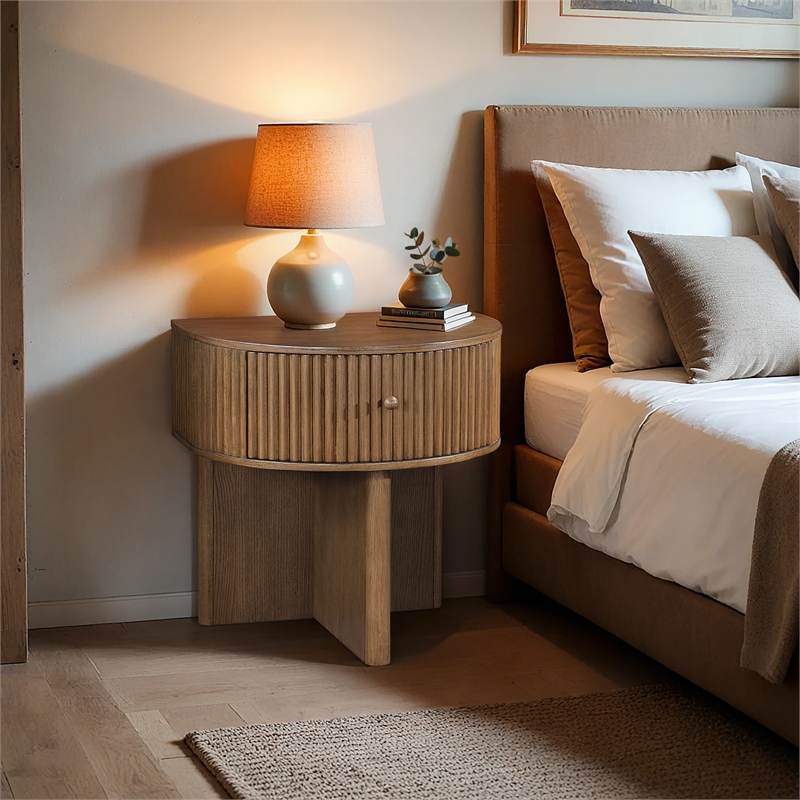 Meridian Furniture Cortland Brown Acacia Veneer And Solid Wood Night Stand