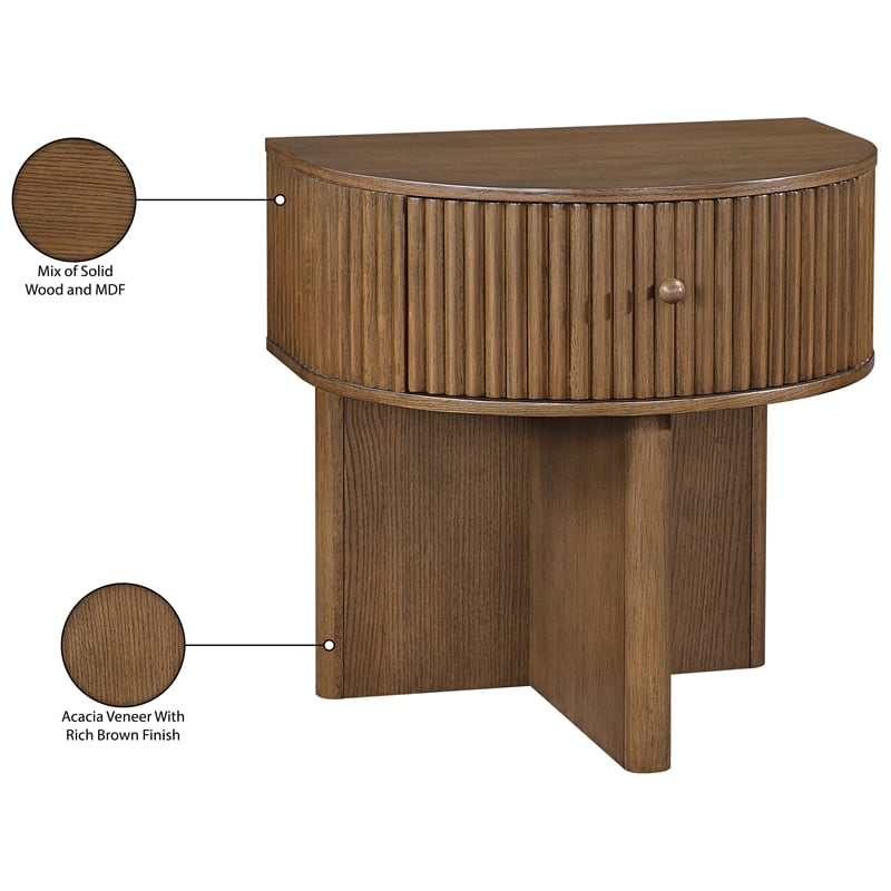 Meridian Furniture Cortland Brown Acacia Veneer And Solid Wood Night Stand