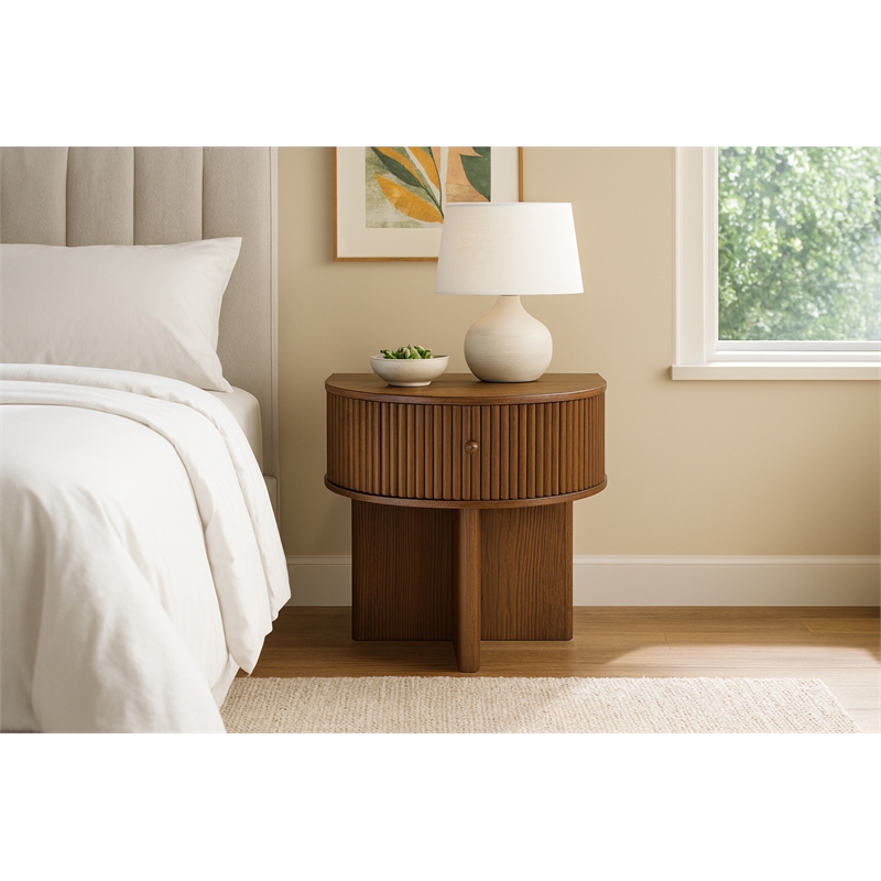 Meridian Furniture Cortland Brown Acacia Veneer And Solid Wood Night Stand