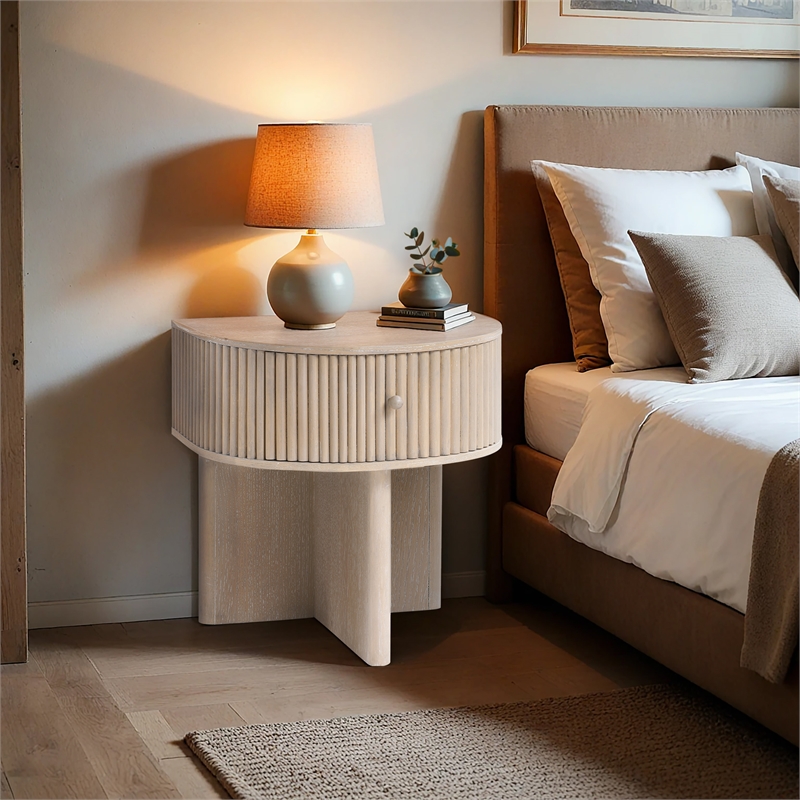 Meridian Furniture Cortland Natural Acacia Veneer And Solid Wood Night Stand