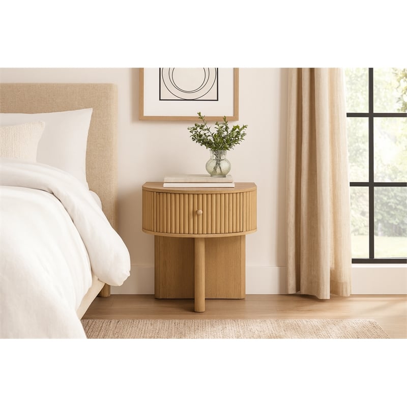 Meridian Furniture Cortland Natural Acacia Veneer And Solid Wood Night Stand