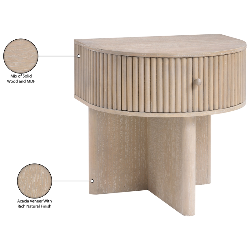 Meridian Furniture Cortland Natural Acacia Veneer And Solid Wood Night Stand