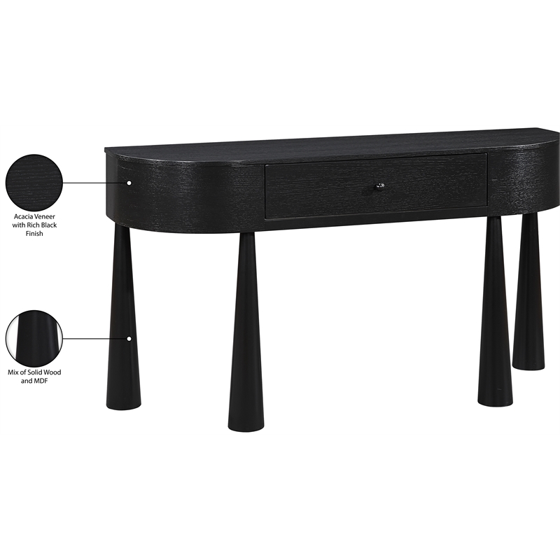 Meridian Furniture Oasis Black Acacia Veneer And Solid Wood Console Table