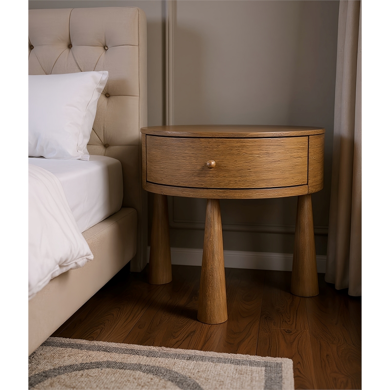 Meridian Furniture Oasis Brown Acacia Veneer And Solid Wood Night Stand