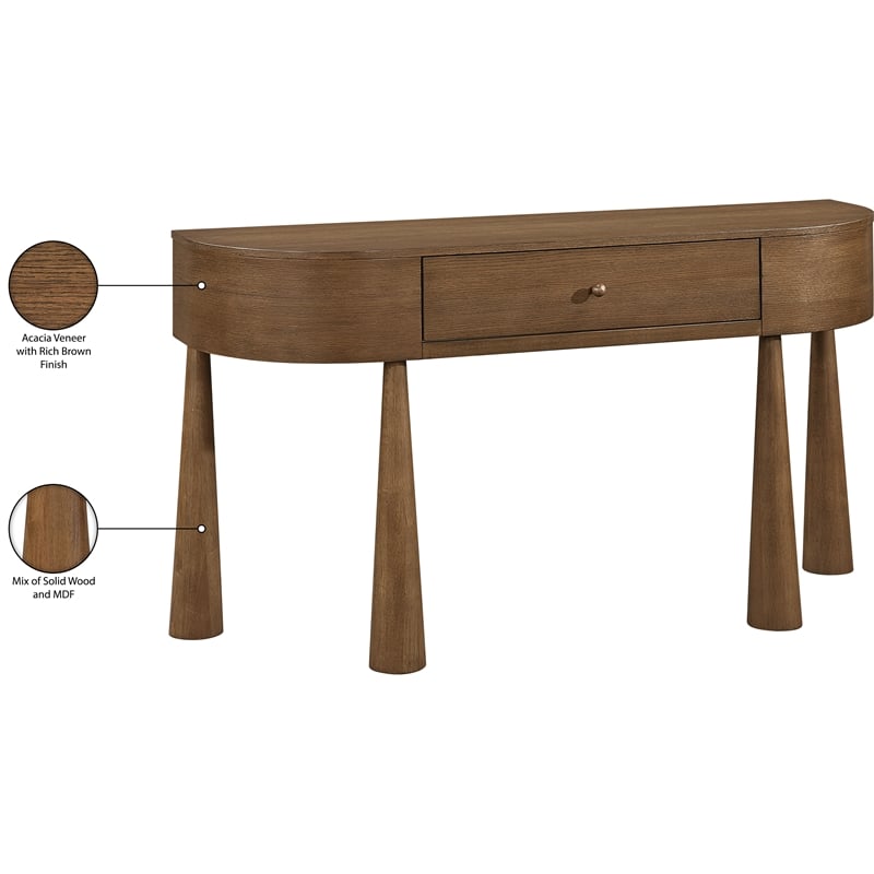 Meridian Furniture Oasis Brown Acacia Veneer And Solid Wood Console Table