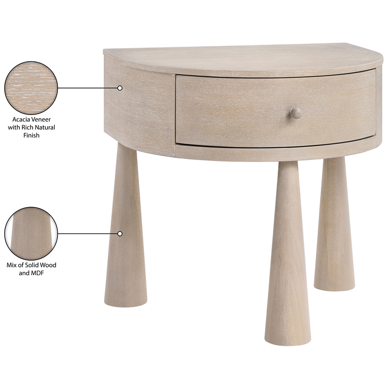 Meridian Furniture Oasis Natural Acacia Veneer And Solid Wood Night Stand