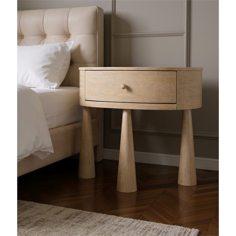 Meridian Furniture Oasis Natural Acacia Veneer And Solid Wood Night Stand