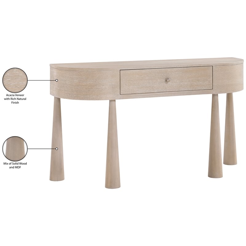 Meridian Furniture Oasis Natural Acacia Veneer And Solid Wood Console Table