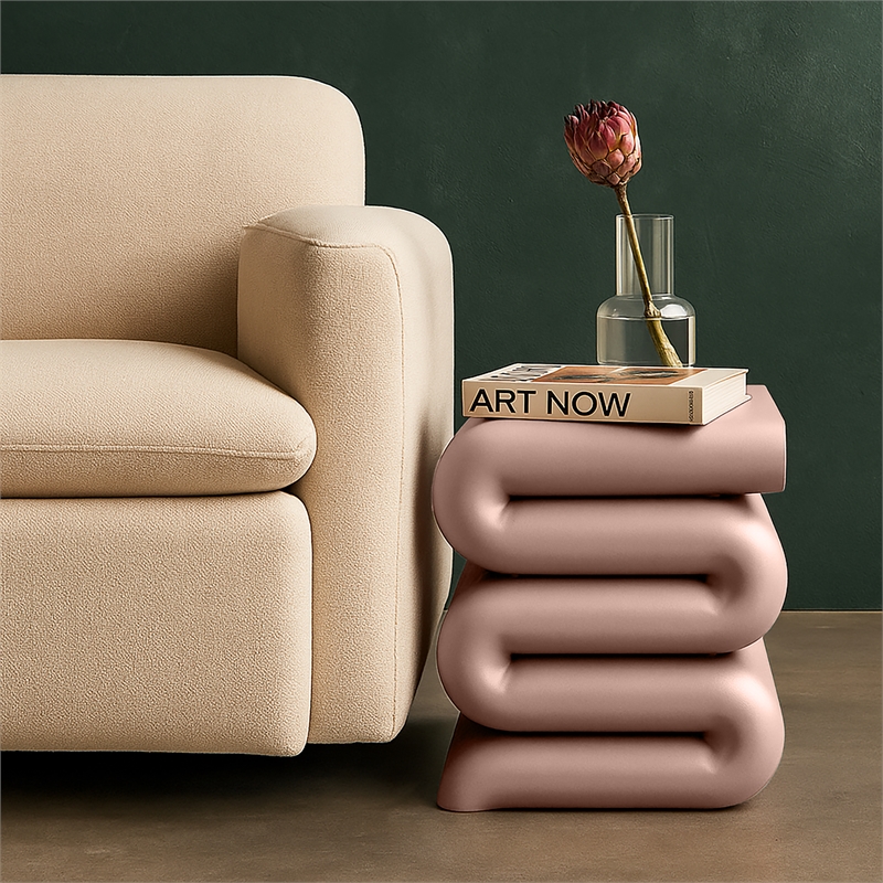 Meridian Furniture Roland Pink Iron End Table