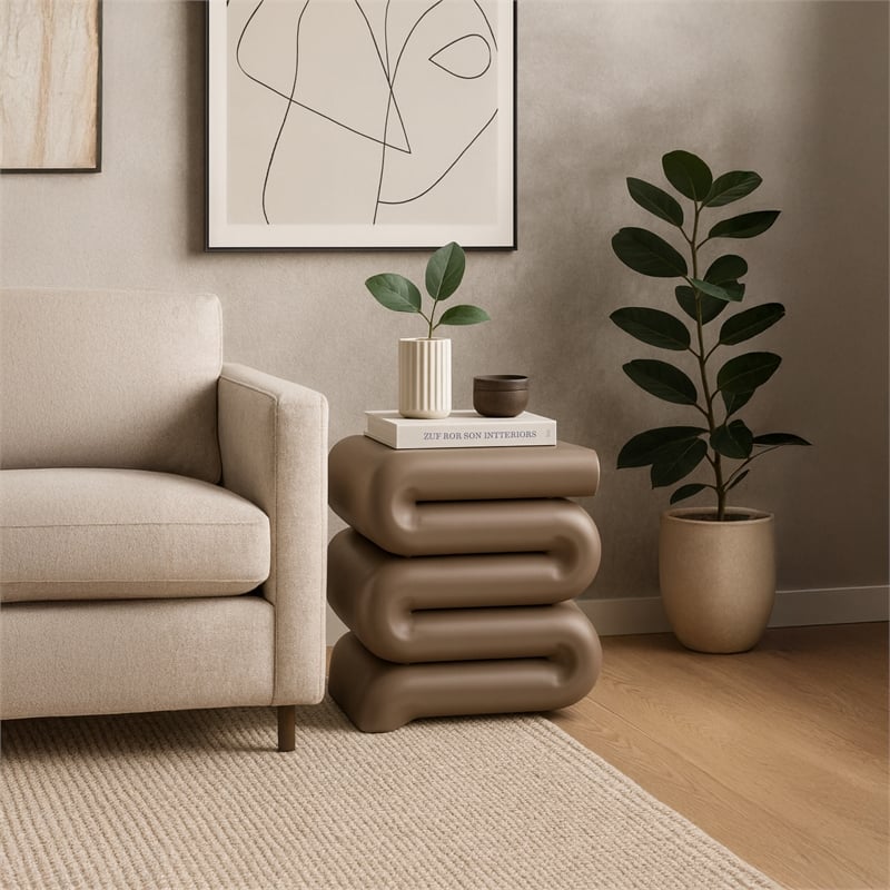 Meridian Furniture Roland Taupe Iron End Table