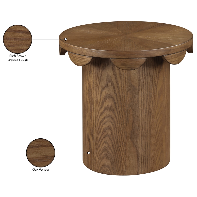 Meridian Furniture Dahlia Brown Oak Veneer End Table