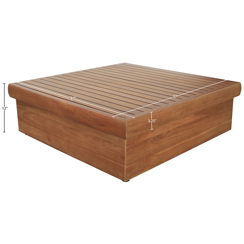 Meridian Furniture Mirella Natural Teak Wood Outdoor Patio Coffee Table