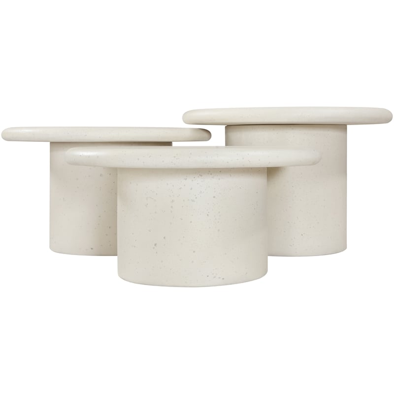 Meridian Furniture Emara Cream Concrete 3pc. Indoor / Outdoor Coffee Table