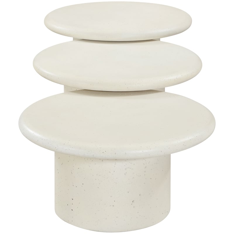 Meridian Furniture Emara Cream Concrete 3pc. Indoor / Outdoor Coffee Table