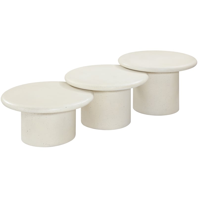 Meridian Furniture Emara Cream Concrete 3pc. Indoor / Outdoor Coffee Table