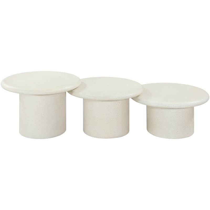 Meridian Furniture Emara Cream Concrete 3pc. Indoor / Outdoor Coffee Table