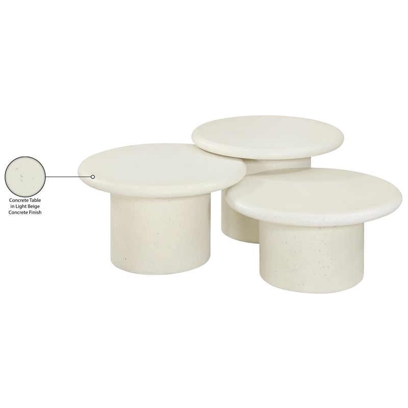 Meridian Furniture Emara Cream Concrete 3pc. Indoor / Outdoor Coffee Table