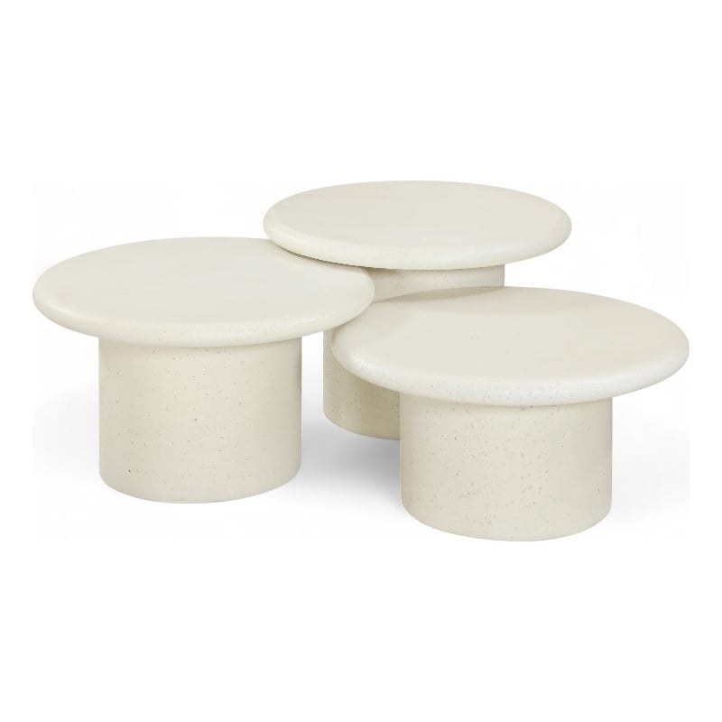 Meridian Furniture Emara Cream Concrete 3pc. Indoor / Outdoor Coffee Table