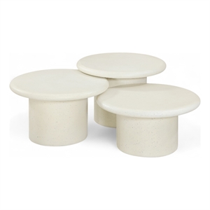 meridian furniture emara cream concrete 3pc. indoor / outdoor coffee table