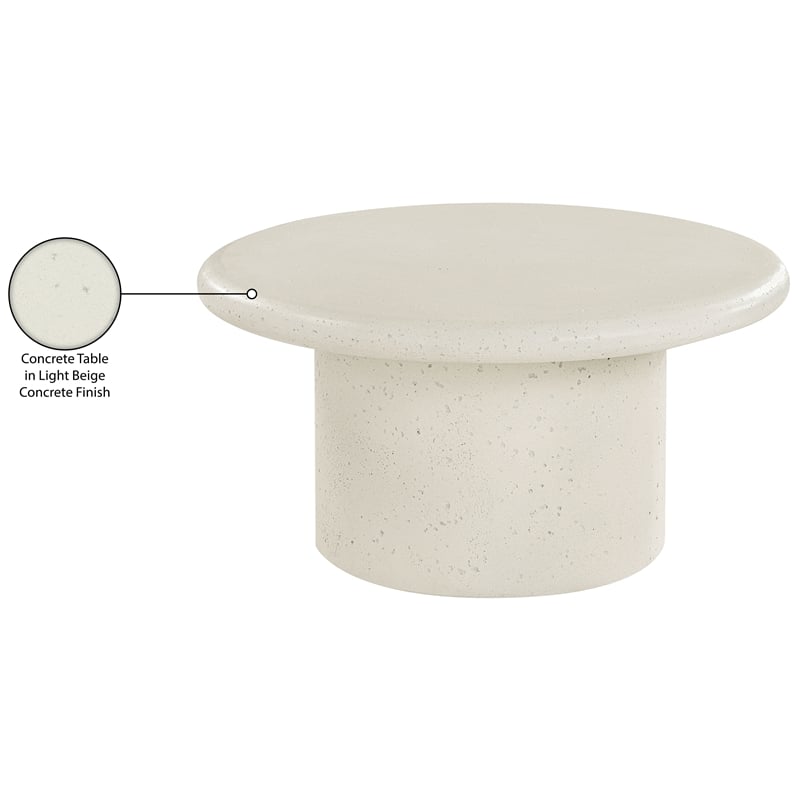 Meridian Furniture Emara Cream Concrete Indoor / Outdoor Coffee Table