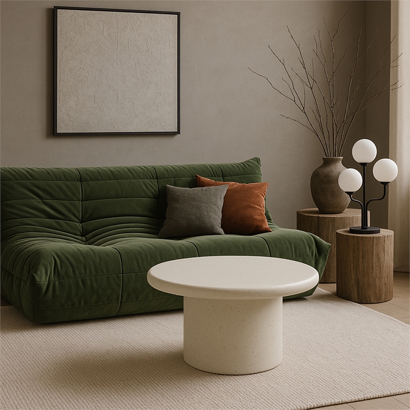 Meridian Furniture Emara Cream Concrete Indoor / Outdoor Coffee Table