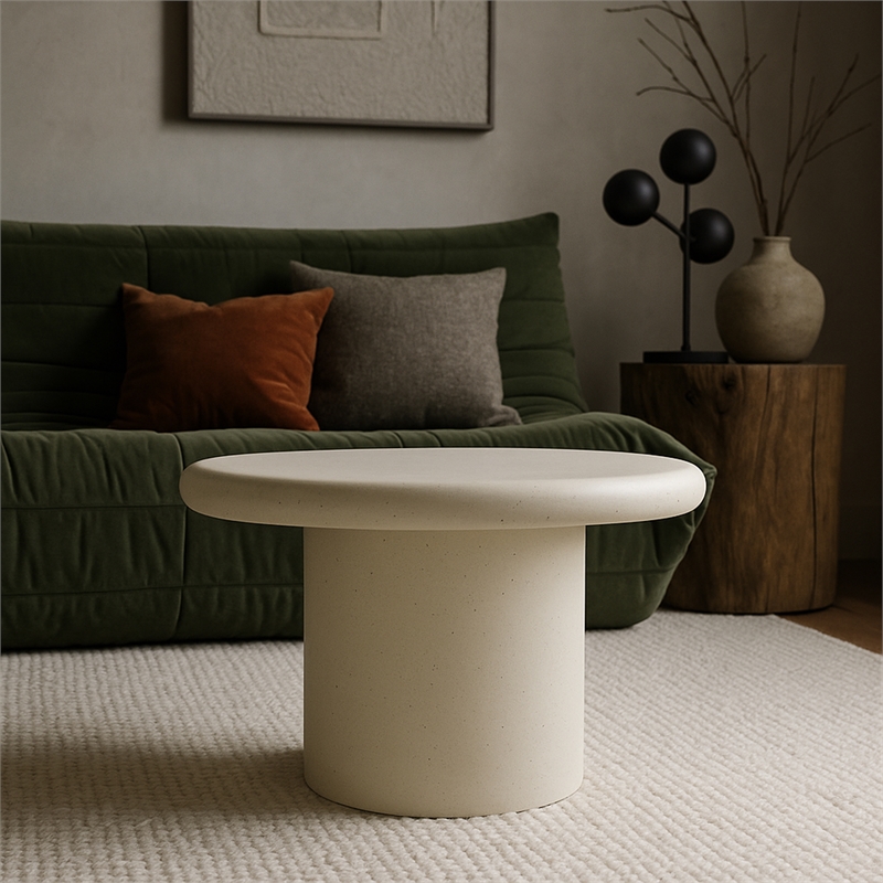 Meridian Furniture Emara Cream Concrete Indoor / Outdoor Coffee Table