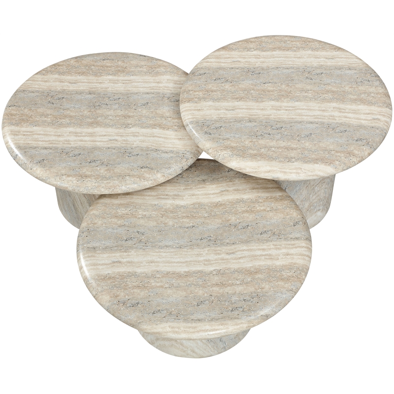 Meridian Furniture Emara Travertine Concrete 3pc. Indoor / Outdoor Coffee Table