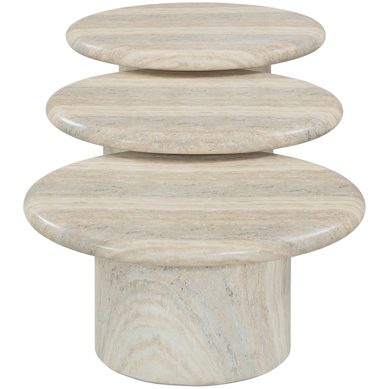 Meridian Furniture Emara Travertine Concrete 3pc. Indoor / Outdoor Coffee Table