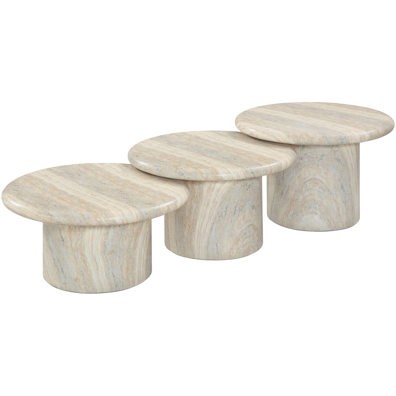 Meridian Furniture Emara Travertine Concrete 3pc. Indoor / Outdoor Coffee Table