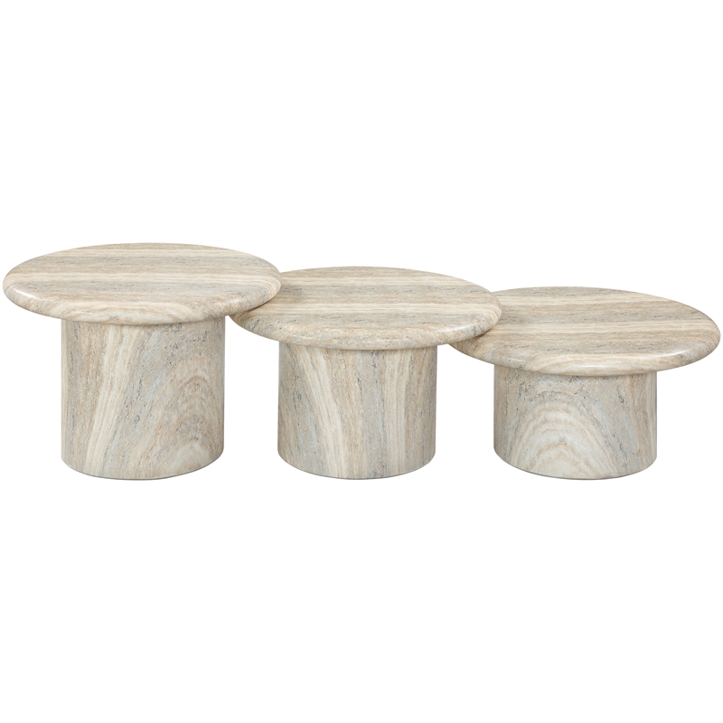 Meridian Furniture Emara Travertine Concrete 3pc. Indoor / Outdoor Coffee Table