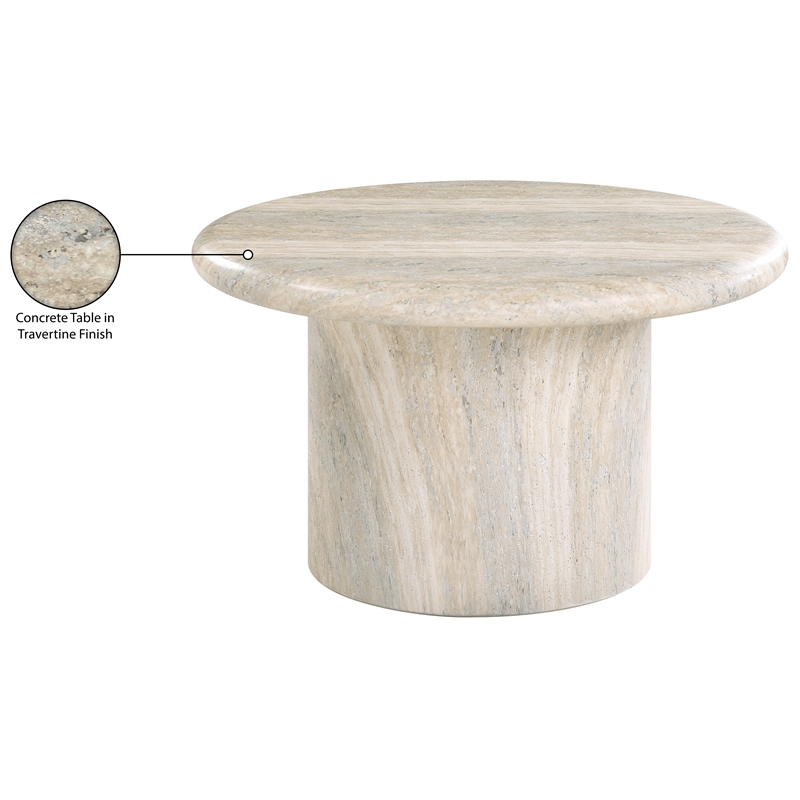 Meridian Furniture Emara Travertine Concrete Indoor / Outdoor Coffee Table