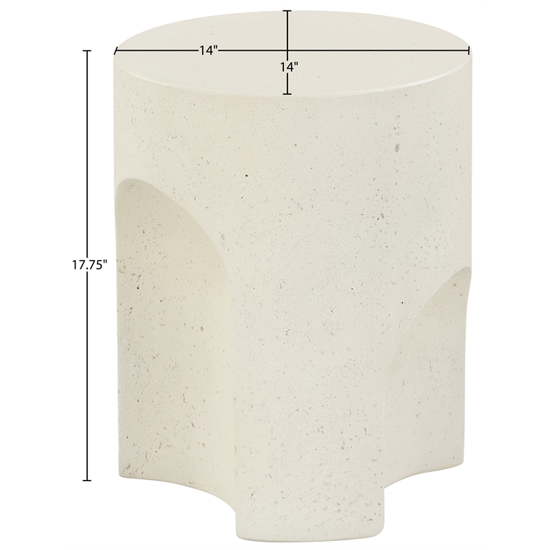 Meridian Furniture Olira Cream Concrete Indoor / Outdoor End Table