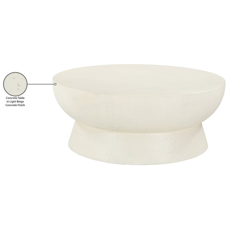 Meridian Furniture Avaya Cream Concrete Indoor / Outdoor Coffee Table
