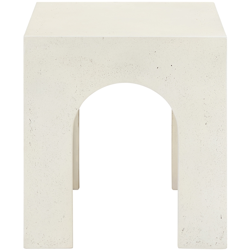 Meridian Furniture Renza Cream Concrete Indoor / Outdoor End Table
